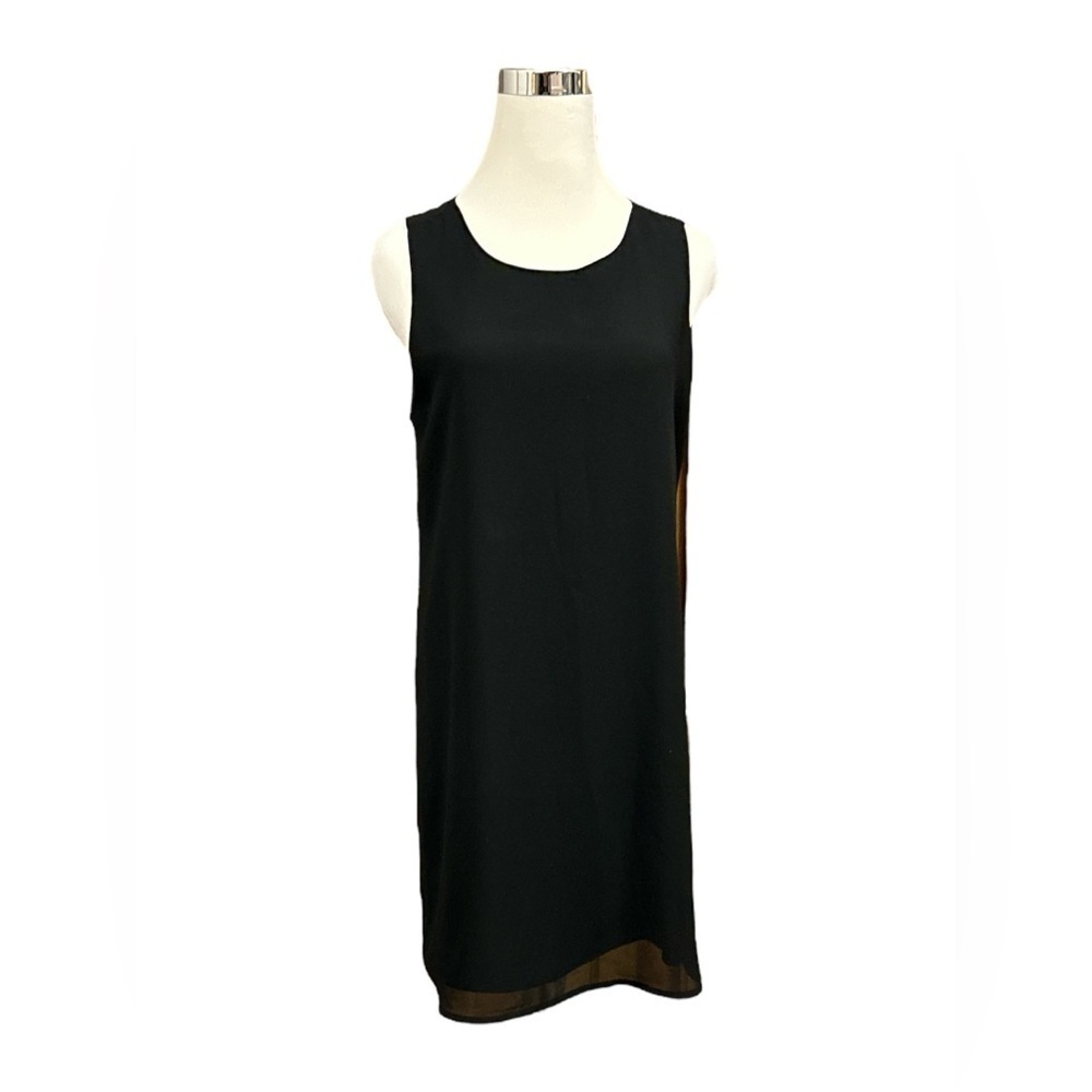 Norah Basic Black Sleeveless Crepe Mini Dress Exposed Zipper Lined Size Medium